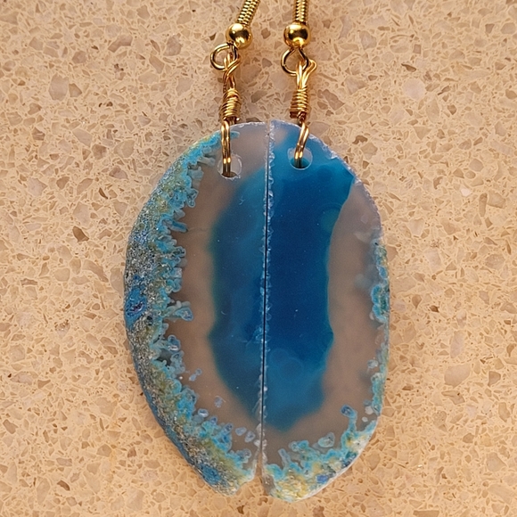 🖤3/$50 🎉HP🎉 Genuine Agate Slice Stone Earring Set - Picture 2 of 5